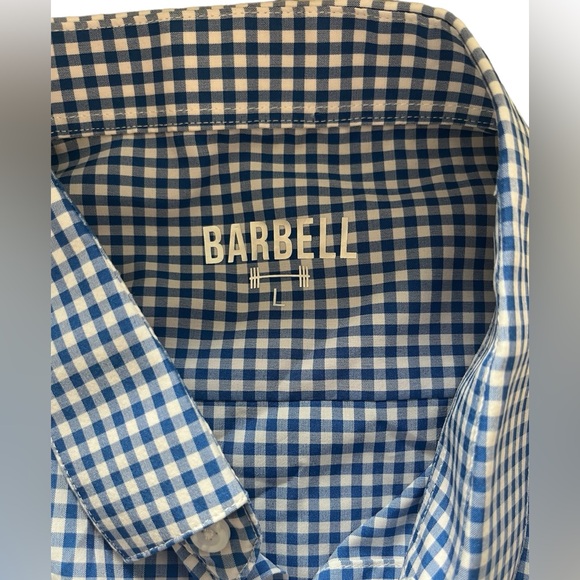 Men’s Barbell Blue Gingham Shirt Sleeve Button Down - Size L - Picture 3 of 6